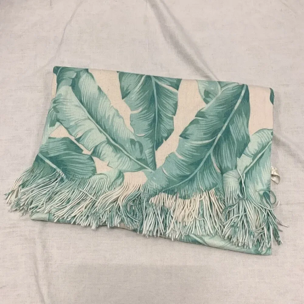The Emily & Meritt Pottery Barn PB Teen Printed Palms Tropical soft Throw green